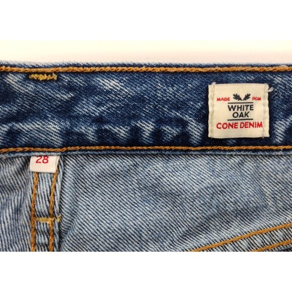 Levi White Oak Cone Denim Faded Distressed Medium Wash Size 28 - Picture 3 of 11